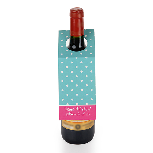 Etiqueta de vino personalizada de lunares azules, set de 6