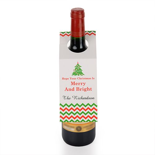 Etiqueta de vino personalizada con el Árbol de Navidad, juego de 6