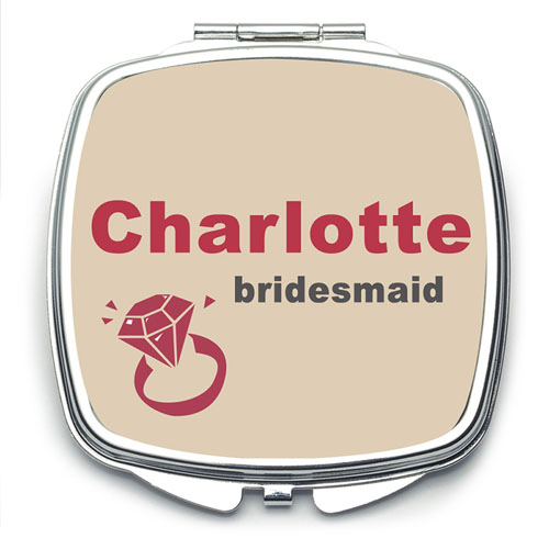 Espejo personalizado de anillo de bodas para damas de honor, cuadrado