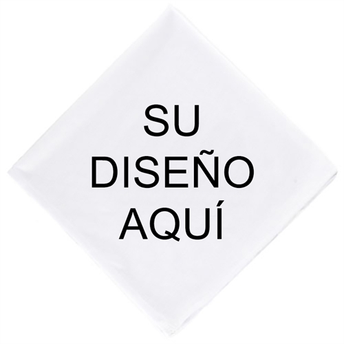 Bandana pañuelo con diseño personalizable con texto. Tamaño: 55.8 x 55.8 cm