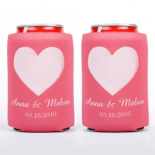  enfriador de lata  de boda personalizado de corazón rosado 