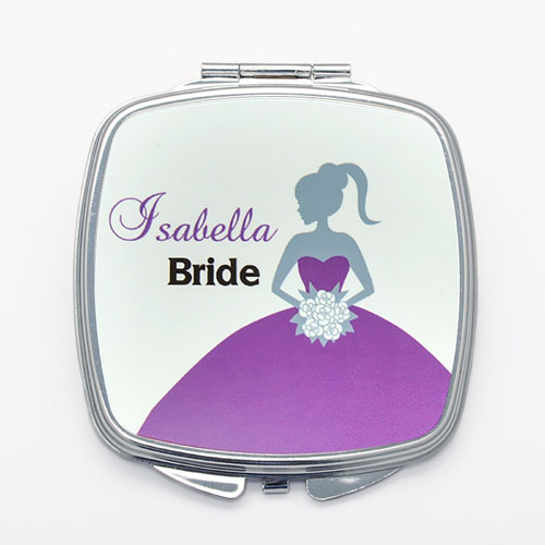 Espejo compacto personalizado para las damas de honor Púrpura