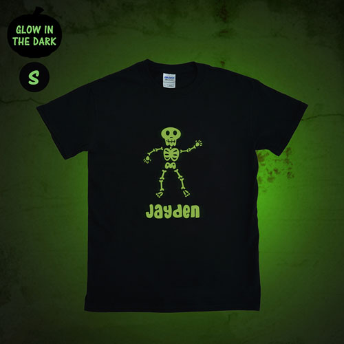 Chico Cráneo Personalizado Camiseta Resplandor en la Oscuridad (Adulto pequeño)