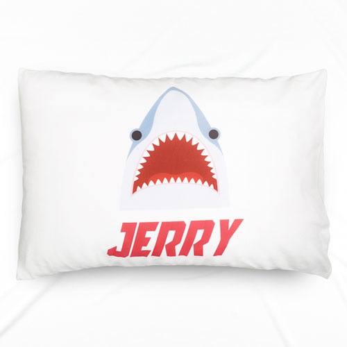Funda de almohada con nombre personalizado de tiburón