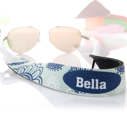 Correa para gafas de sol Aqua y azul Floral personalizados