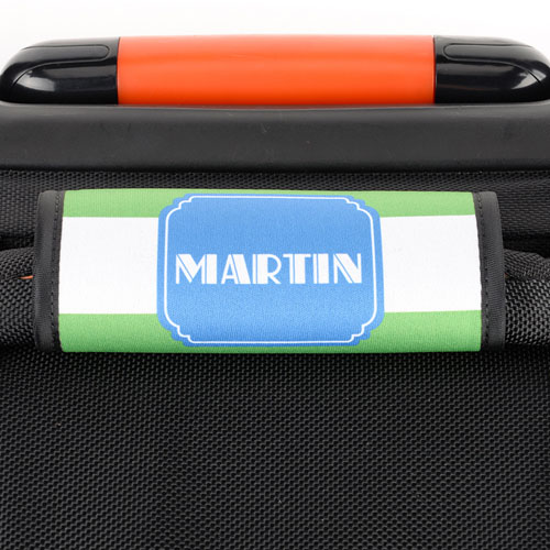 Envoltura de asas de equipaje personalizada con raya color lima