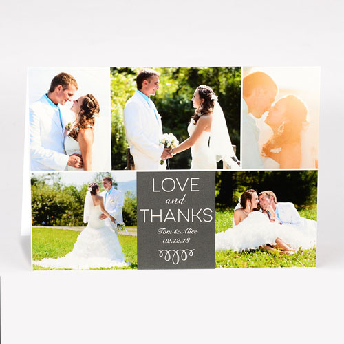 Tarjeta personalizada de felicitación para boda con collage 