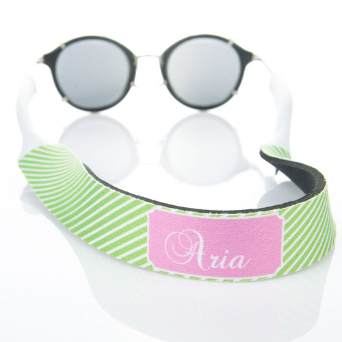 Rayas verdes de lima correa de gafas de sol monogramadas
