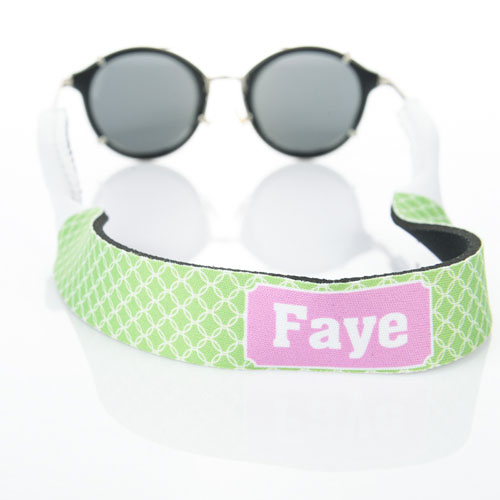 Círculo entrelazado verde lima correa de gafas de sol monogramada