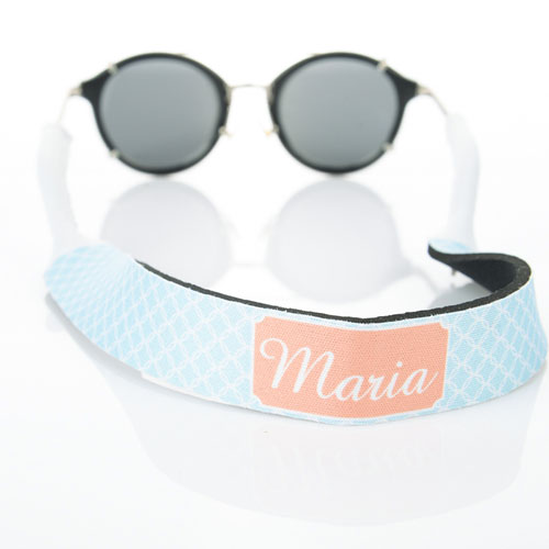 Círculo entrelazado azul claro correa de gafas de sol monogramada