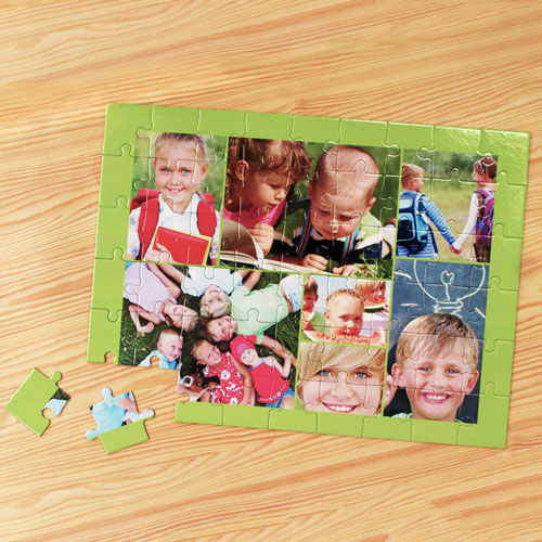 Rompecabezas personalizado con colage de 7 fotos, color manzana verde 30.48 cm x 41.91 cm 