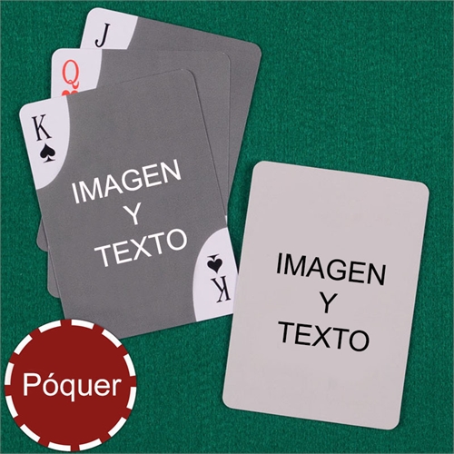 Naipes personalizados tipo póker con esquinas decorativas, personalizados de los 2 lados 