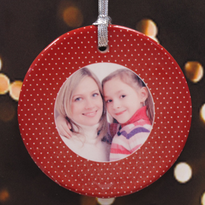 Personalized Christmas Red Polka Dots Ornament