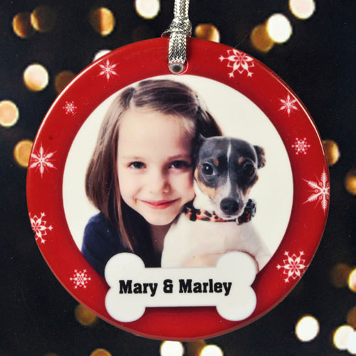 Doggie's Christmas Personalized Photo Porcelain Ornament