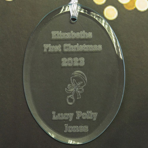 Personalized Laser Etched Baby's First Christmas Glass Ornament